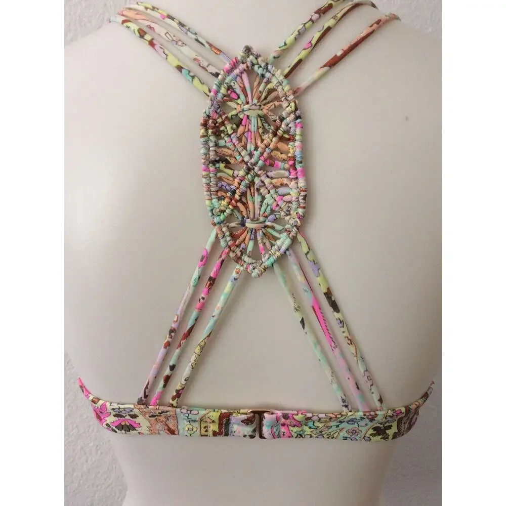 Victoria's Secret Bikini Top Pleated Multicolor Metallic Swimwear